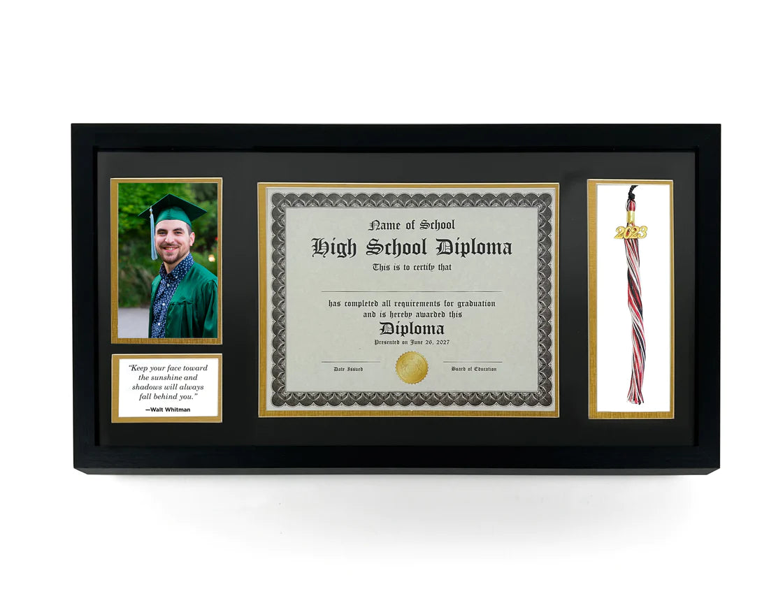 Diploma Frame with Tassel Holder, Certificate, and Photo