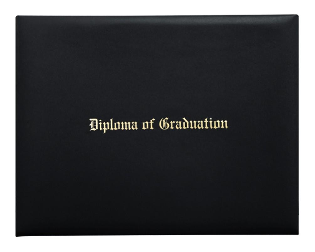 Black Imprinted Diploma Cover - High School Diploma Covers - Graduation Cap and Gown