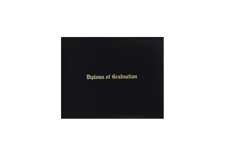 Black Imprinted Diploma Cover - High School Diploma Covers - Graduation Cap and Gown