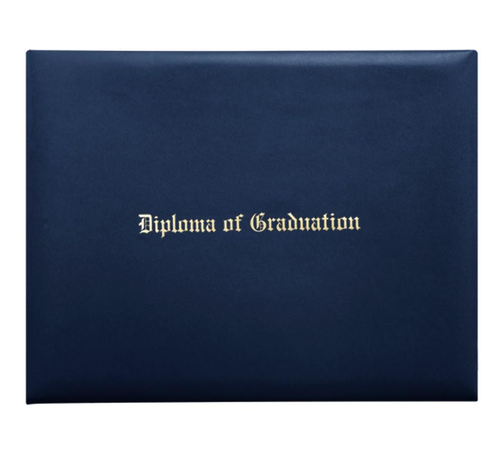 Navy Blue Imprinted Diploma Cover - High School Diploma Covers - Graduation Cap and Gown