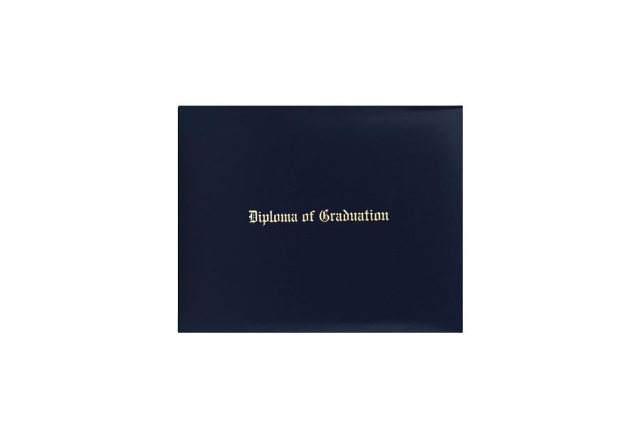 Navy Blue Imprinted Diploma Cover - High School Diploma Covers - Graduation Cap and Gown