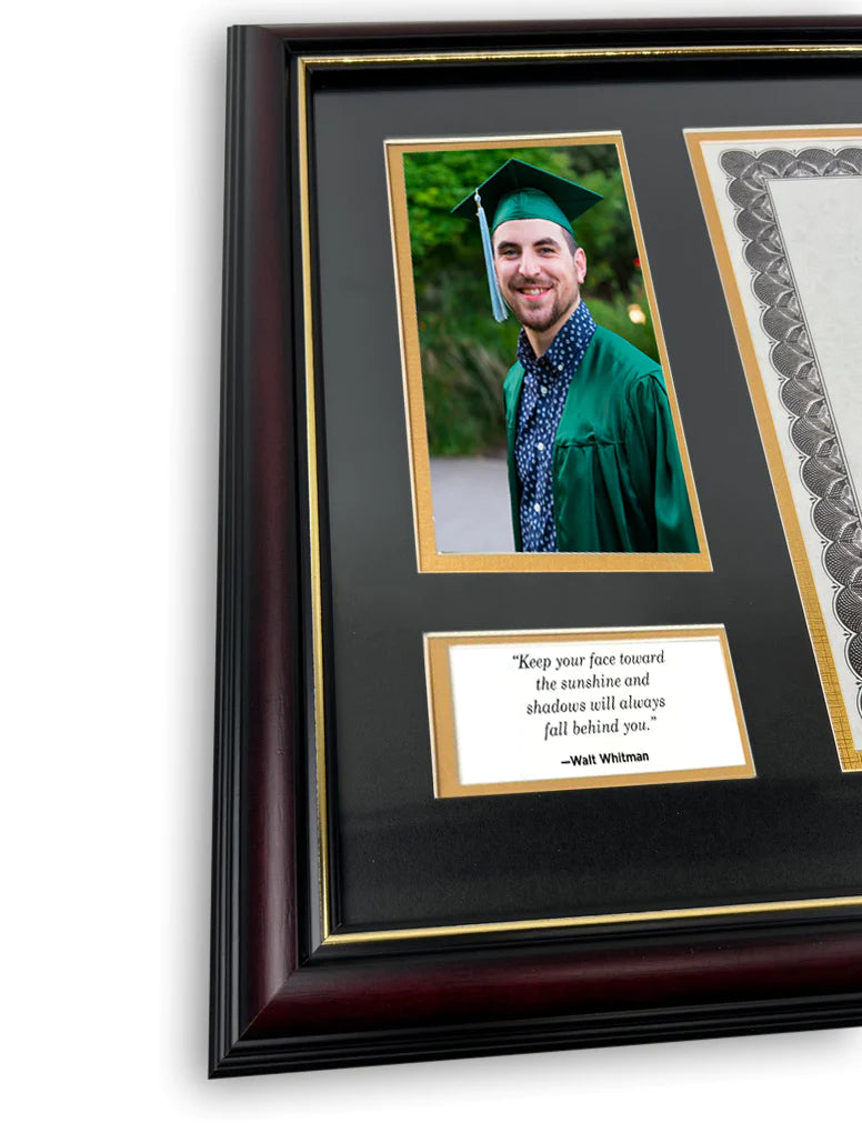 Diploma Frame with Tassel Holder, Certificate, and Photo