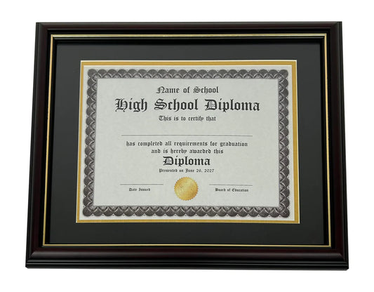 Glossy Cherry Mahogany with Gold Trim Diploma Frame