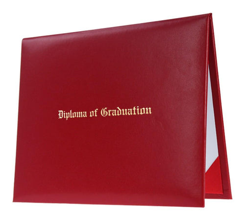 Red Imprinted Graduation Diploma Cover - College & High School Diploma Covers