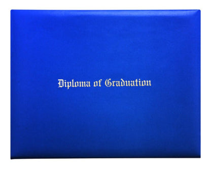 Royal Blue Imprinted Diploma Cover - High School Diploma Cover - Graduation Cap and Gown