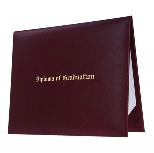 Maroon Imprinted Diploma Cover - High School Diploma Covers - Graduation Cap and Gown